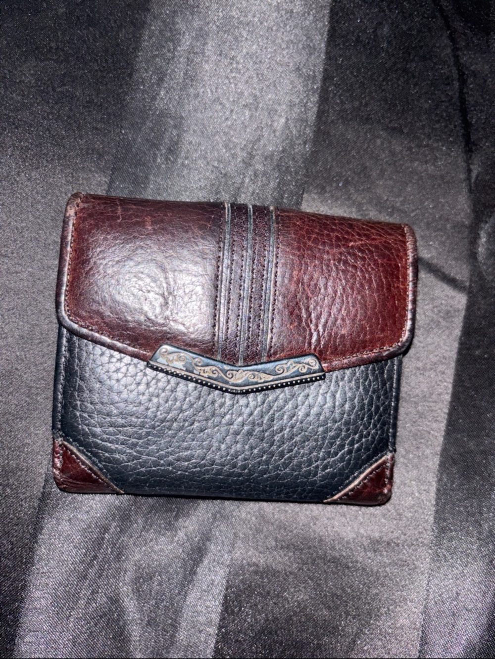 Brighton  Two-Tone Leather Wallet - Black and Dark Brown
